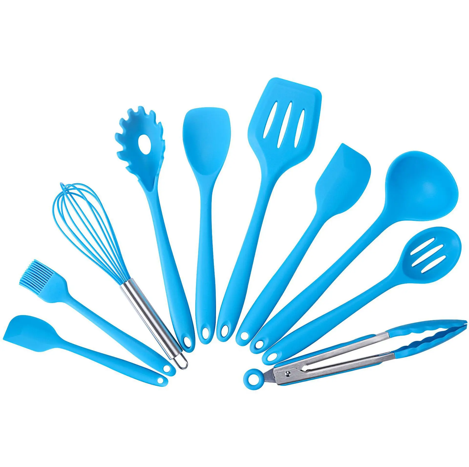 Kitchen Utensils 10pcs Silicone Non-stick Cooking Utensils Set Tool 4 colors Kitchenware Cookware Kitchen brush frying Shovel egg break box