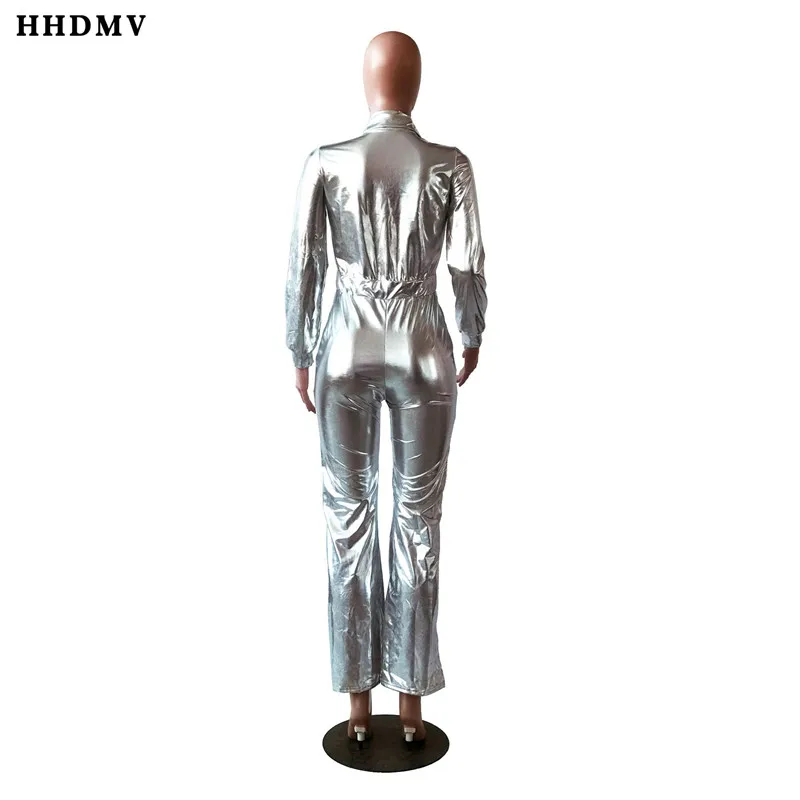 HHDMV YF-8054 обычная, высокая, на выход стильные комбинезоны с длинными рукавами с ОТВОРОТОМ однобортный плотный Простой без украшения серебристый комбинезон длинные штаны