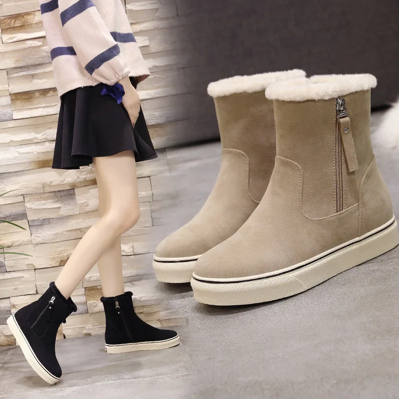 

2019 New Hot Women's Boots Autumn Suede Winter Ladies Fashion Snow Boots Women's Shoes Thigh Suede Middle Casual Boots
