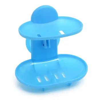 

Fashionable Double Layers Bathroom Soap Dishes Holder Rack Strong Suction Cup Type Soap Basket Tray Organizer