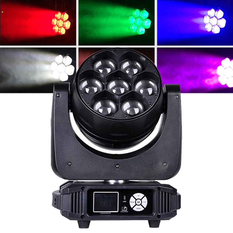 

7X40W Bee Eyes RGBW 4in1 LED Moving Head Light DMX Bee Eyes Zoom wash Beam Effect Stage Lighting For Disco Bar DJ party lights