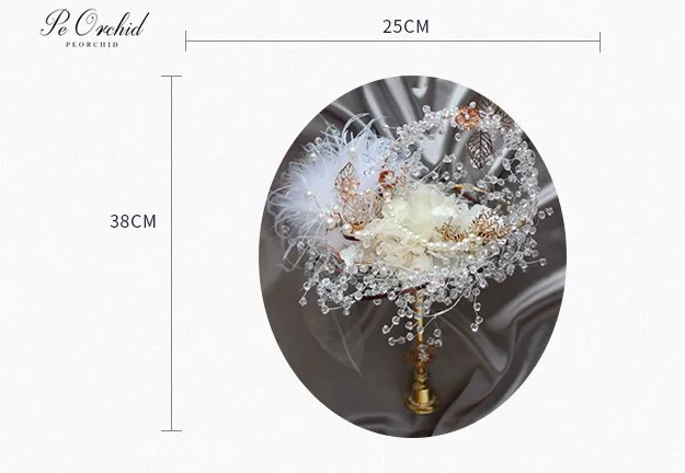 PEORCHID, роскошная брошь с кристаллами, свадебный букет, жемчуг, перья, золото, Boque Da Noiva, цветы ручной работы, стразы, свадебные букеты
