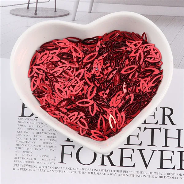 100Pcs/Pack 3*9MM Hollow Horse Eyes Sequins PVC Paillettes DIY Wedding Sewing Sequin Craft Garment Lentejuelas Accessories Red