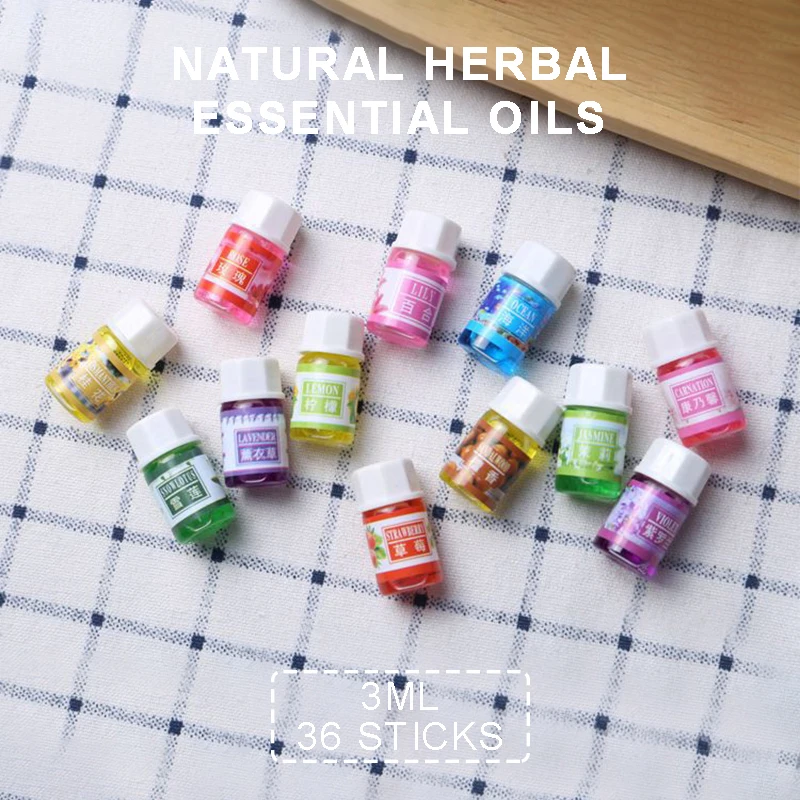 36 Pcs/Set 3ml Pure Aromatherapy Essential Oils Spa Massage Bath Care