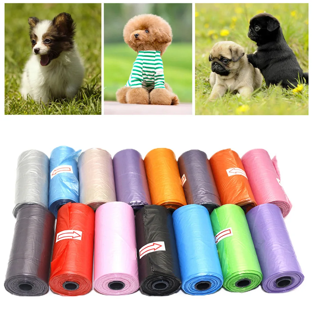 

15Pcs/Roll Pet Poop Garbage Bag Biodegradable Cat Dog Garbage Bag Outdoor Toilet Pick Up Bag Color Random
