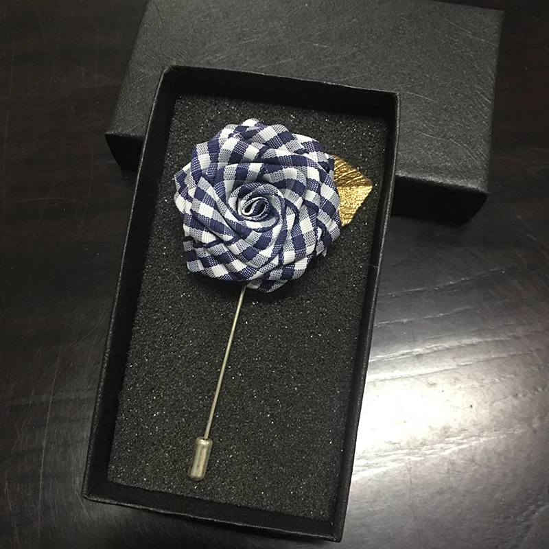 No BOX Brooches Мужчины женщины сплав лацкан булавка брошь бижутерия свадьба клуб вечерние костюм рубашка куртка пальто плед полосатый броши в форме цветка розы корсаж - Цвет: No BOX Brooches