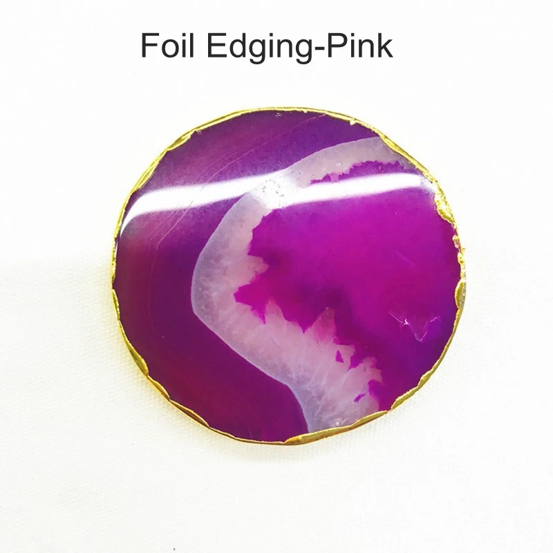 10Pcs Gold Foil Edging Real Agate Stone Cell Phone Holder Stand Bracket with Irregular Shape Stone