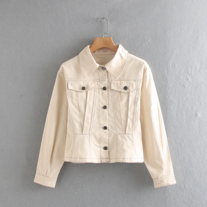 

Europe And America Tide Goods 2019 Autumn WOMEN'S Dress New Style Waist Hugging Car Line Fold-down Collar Short Coat Slim Fit Ve