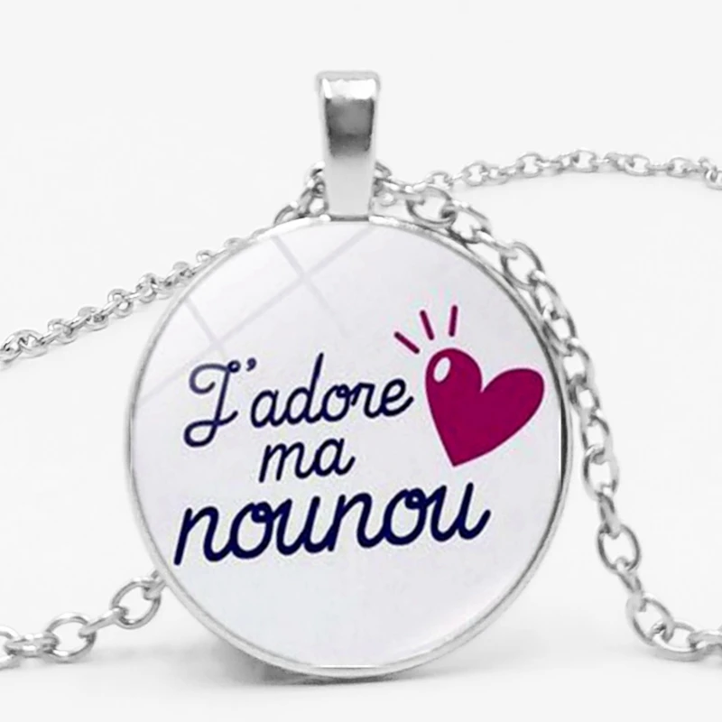 Новая модная стеклянная подвеска ожерелье Merci Maitresse серебряное металлическое для