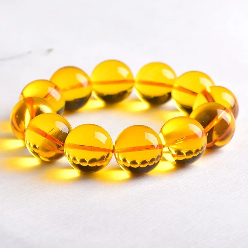 

Women Natural Baltic Beeswax Amber Buddha Beads for Bracelets Gold Single Circle Hand String Amber Round Bead Bracelet Men