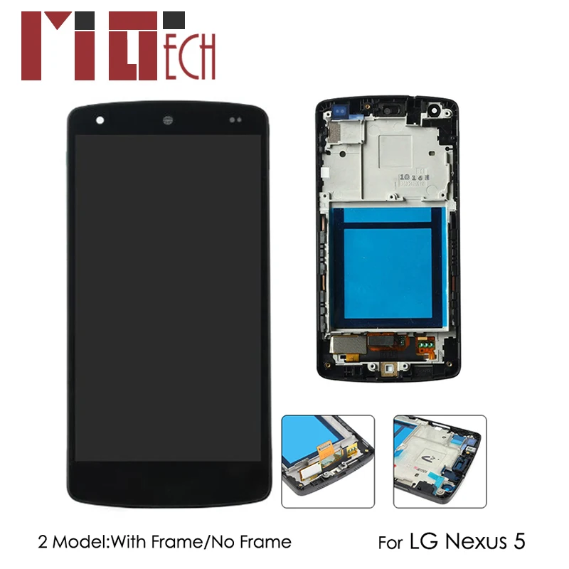 

LCD Display For LG Google Nexus 5 D821 D820 Touch Screen Digitizer Black No/with Frame Full Assembly Replacement Parts