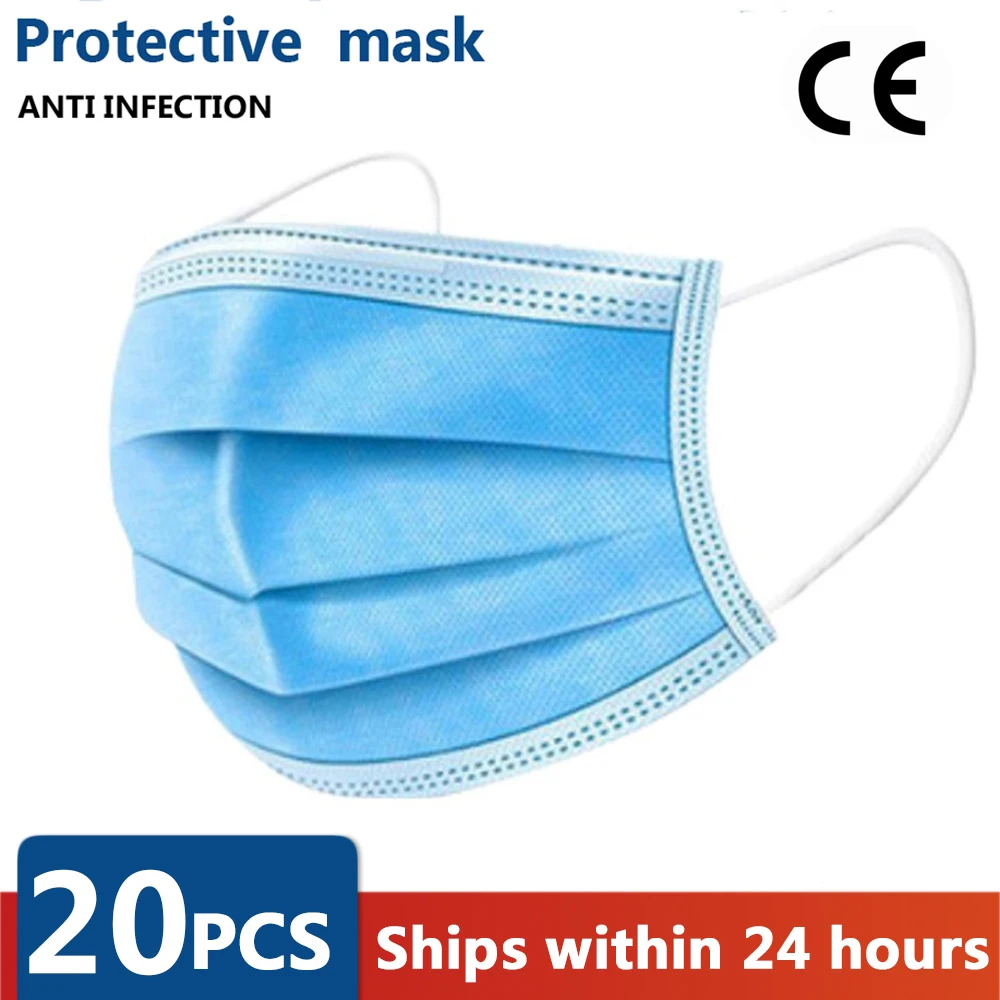 

10/20PCS 3 Layer Non-woven Dust Anti Mask N95 Thickened Disposable Thickened Mouth Mask Same as KF94 FFP2