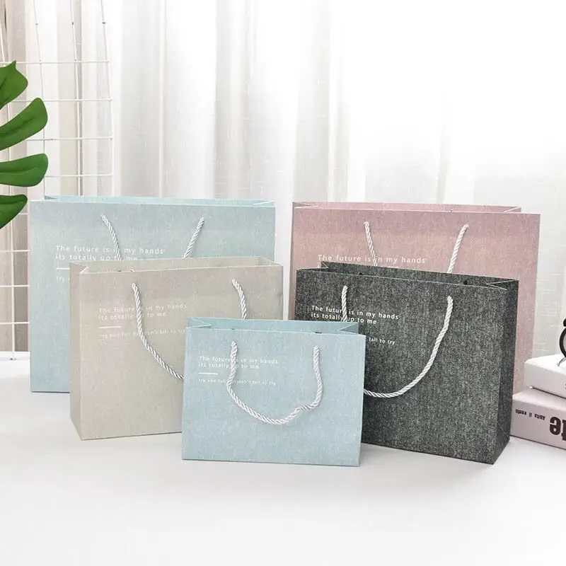 

4Pcs Denim Cloth Pattern Bag Tote Bag Festival Gift Bag Shopping Paper Bags Clothes Gifts Packing Bag