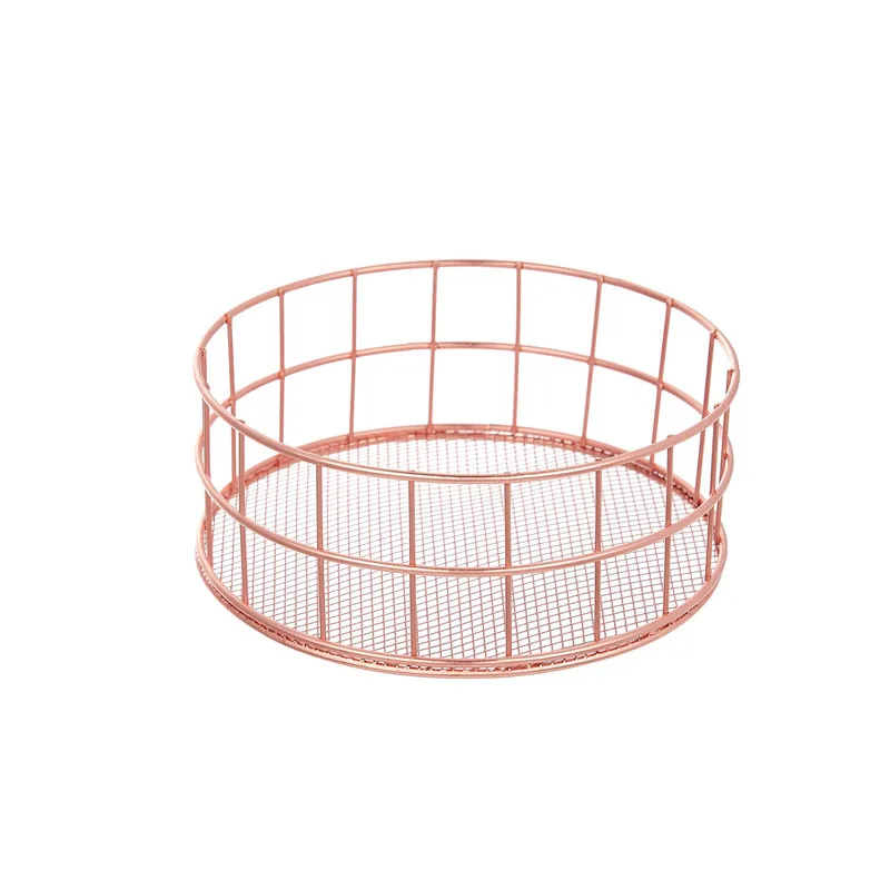 Rose gold iron art Nordic makeup storage box eyeliner brush storage cup dressing table makeup cosmetics round storage basket 6