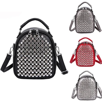 

New Diamonds Design Smart Backpack Red Color Women Leather Backpack Small Rucksacks for Girls 2020 Brand Designer Back Packs