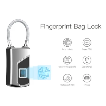 

Smart Lock Fingerprint Padlock Backpack Home Anti Theft Waterproof Lock Key Less Suitcase Warehouses Padlocks
