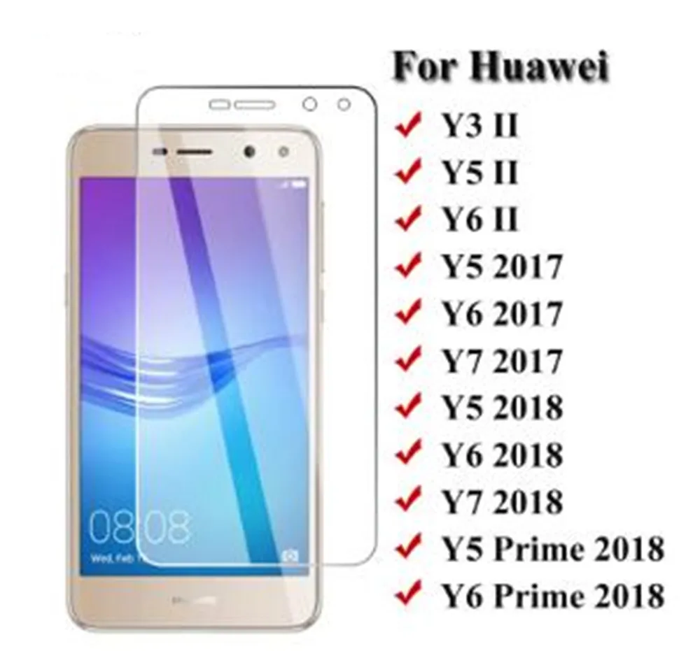 Закаленное стекло HD для Huawei Y6 ii Y5 Y3 9H Защитное экрана Y7 2017 2018 2019 Prime Pro | Мобильные