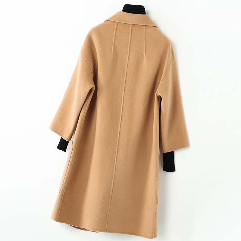 double faced cashmere coat medium long double faced wool coat women's new Hepburn style Korean version in autumn and winter