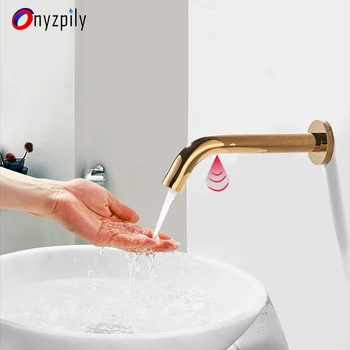 

Bathroom Sensor Faucet Gold Basin Faucet torneira Faucet Mixer Tap Hot and Cold Water Deck Mounted Sink Mixer torneira banheiro