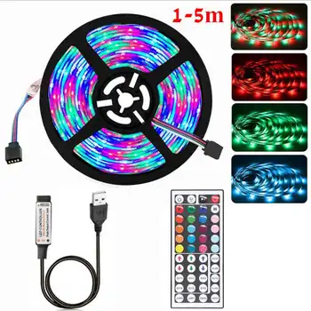 

5V USB Power RGB LED Strip Light 3528 SMD String Tape + 44 Key IR Remote Control TV Desktop PC Screen Backlight 1/2/3/4/5M