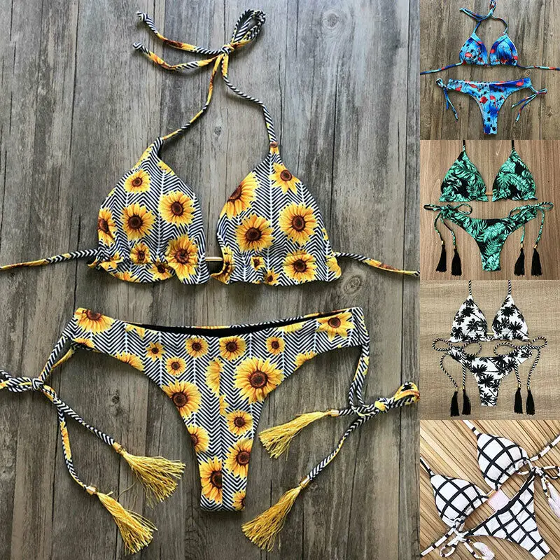 Women's Bikini Set Floral Brazilian Swimsuit Swimsuit Set Beach Bra Hot 2 Peice Set Women