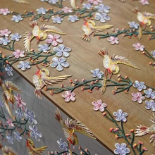 Вышивка Птицы с черным фоном ткань мягкая Сетка кружевная ткань высокого качества cheongsam платье и свадебное платье tissus