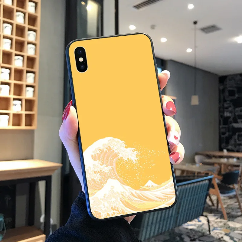 Seni Jepang Gelombang Warna-warni Lucu untuk iPhone 8 7 6 6S Plus X XS MAX 5 5S SE XR 11 11pro Promax Ponsel