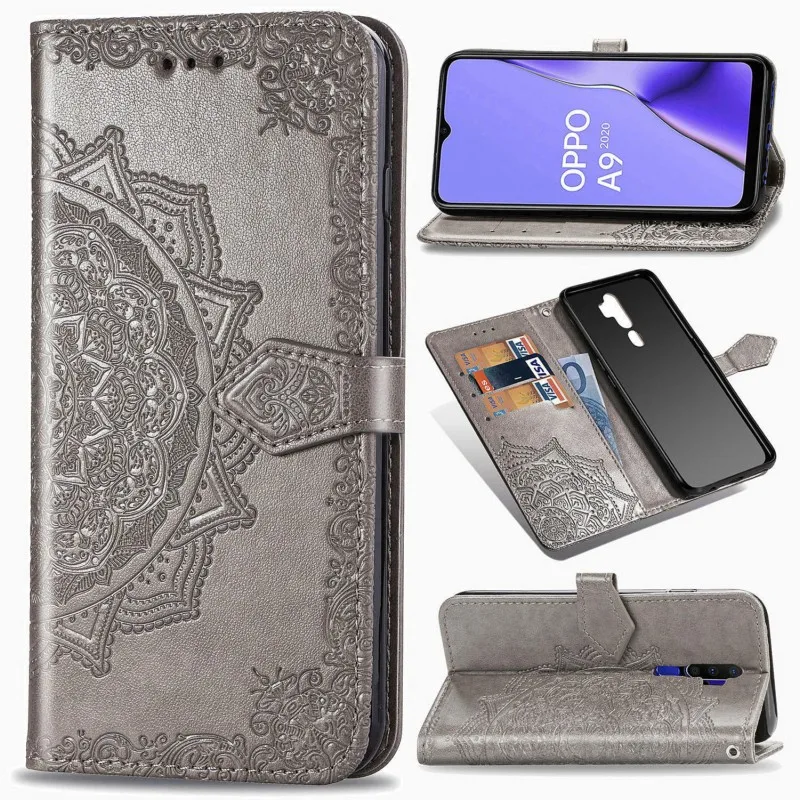 OEEKOL Datura Flower Flip Cover Leather Case for OPPO A9 /A5 /A1k/Reno A/Reno Ace/Reno Z/Reno2 Z