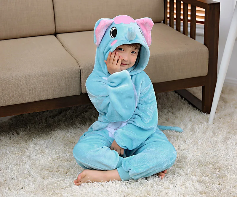 Кигуруми Детские пижамы; фланелевые пижамы для мальчиков и девочек с изображением животных Пегаса, стежка единорога; зимняя теплая детская одежда для сна; комбинезоны - Цвет: as picture