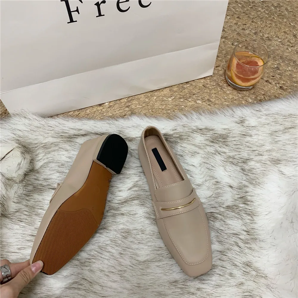 MOLAN/брендовая дизайнерская обувь; коллекция года; сезон осень; роскошные удобные кожаные туфли на плоской подошве с металлическим украшением и квадратным носком; женские лоферы без застежки; повседневная обувь