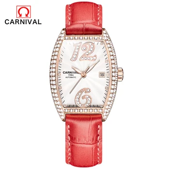 

Relogio Feminino CARNIVAL Brand Luxury Watches Ladies Waterproof Rose Gold Automatic Mechanical Wristwatch Calendar Clock Women