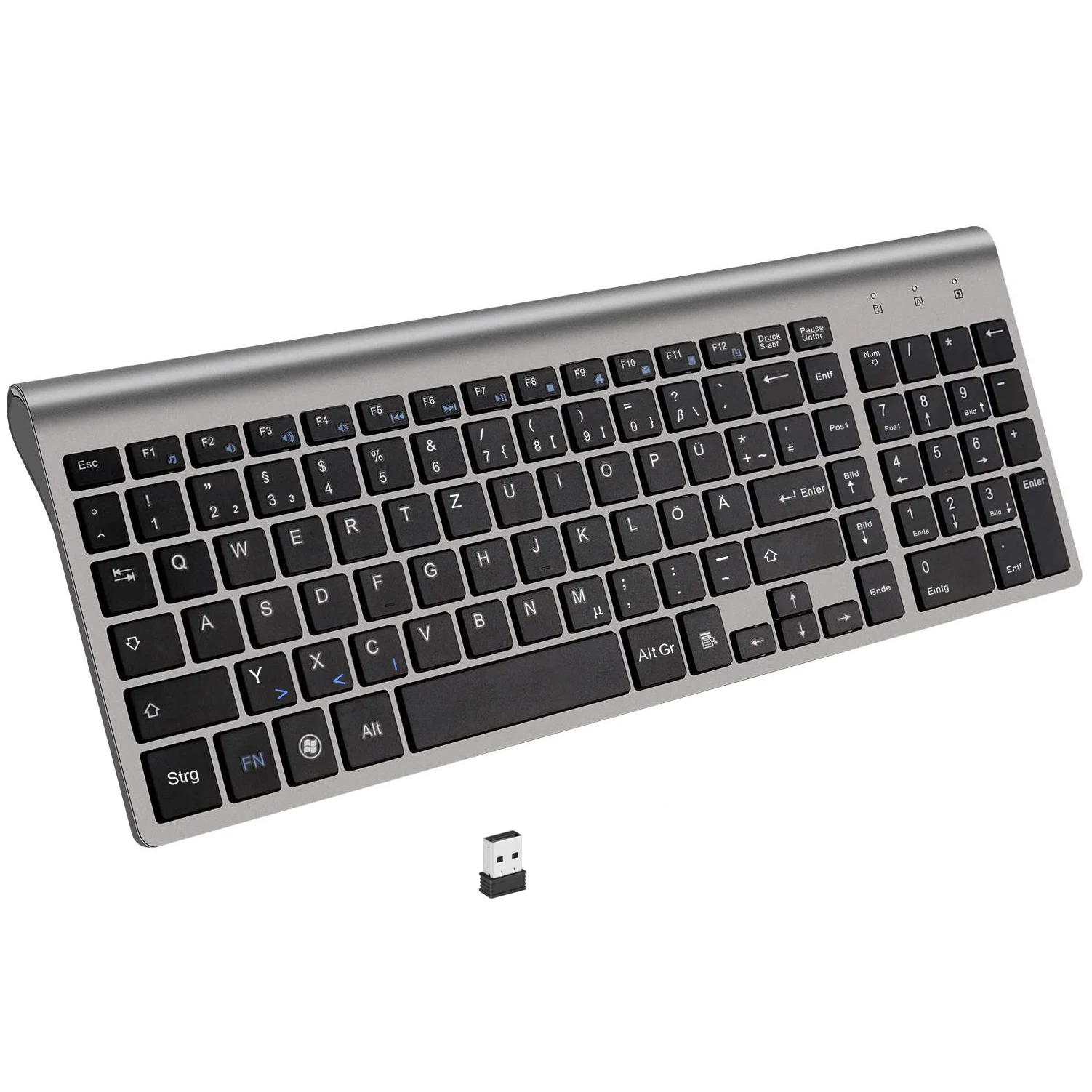 Qwertz-teclado Multimídia sem Fio Layout Alemão Ultra Fino 101 Teclas Baixo Ruído 2.4g Windows 10 Android tv Box
