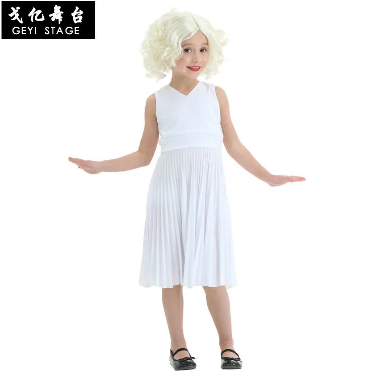 Halloween Costumes For Kids Girl Marilyn Monroe Costume Sexy White Halter Dress Movie Hollywood Star Cosplay For Carnival Party Girls Costumes Aliexpress