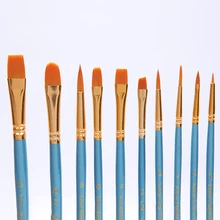 10 шт./компл. акварель гуашь Краски кисти разных Форма круглым заостренным кончиком набор нейлоновых волосяных Краски ing кисти комплект, принадлежности для живописи инструмент