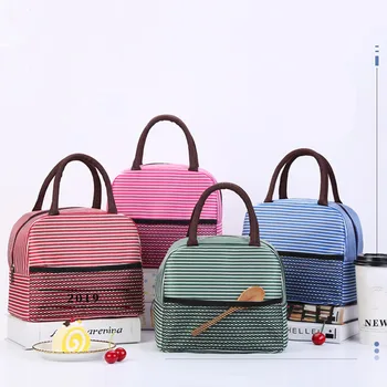 

1Pcs Portable Striped Insulated Lunch Bag Kitchen Accessories Lunch Box Bag Kitchen Gadgets Kitchen Tools