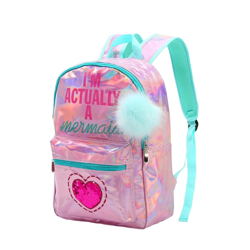 

Hair ball radium backpack bag girl fashion hair ball bag cartoon love bag large capacity sequin backpack