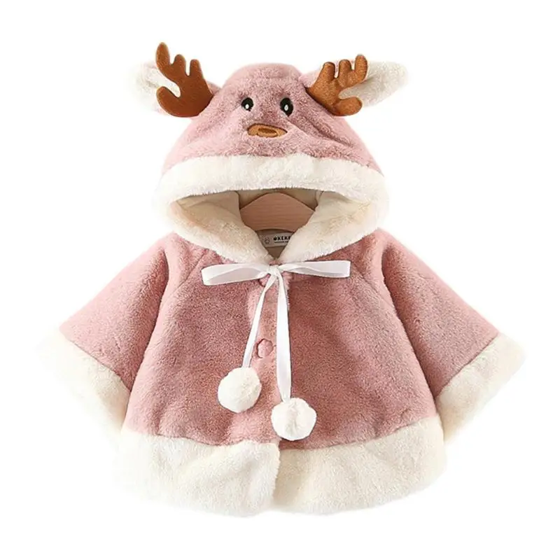 

Newest Baby Boy Girl Warm Coat Long-Sleeves Kids Hooded Belt Cloak Spring Winter Thicken Fleece Coat Toddler Christmas Clothes