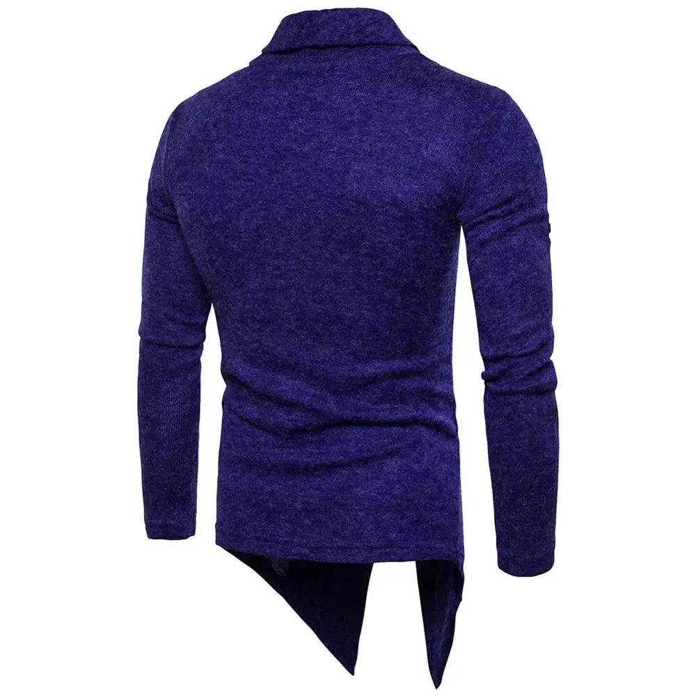 YUNCLOS 2019 Blue Fake 2 Piece Thick Cardigan Sweater Men Slim Fit Jumpers Knitwear Warm Korean Style Casual Sweater Coat Men