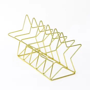 

Nordic Style Ornaments Triangle Rose Gold Book Stand Metal Telescopic Folding Bookshelf Magazine Rack