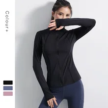 Женская Фитнес-одежда, спортивные топы для йоги, рубашки для йоги с молниями, тренировочные топы с длинными рукавами, дышащие рубашки для бега, спортивная одежда