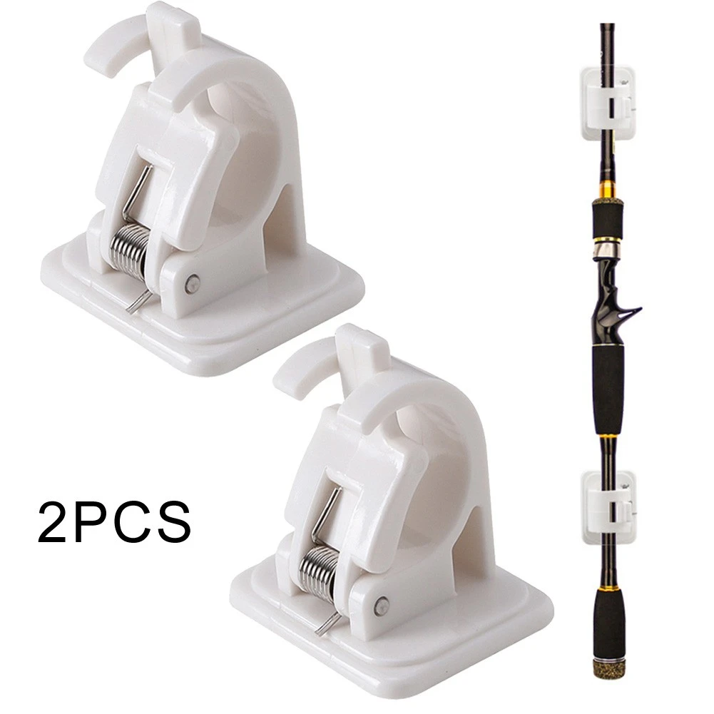 2pcs Wall Mounted Fishing Rod Storage Clips Clamps Holder Rack Organizer