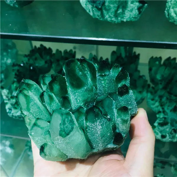 300-500g  natural green ghost quartz crystal cluster healing crystals raw gemstone specimen for home&office decoration fengshui 3