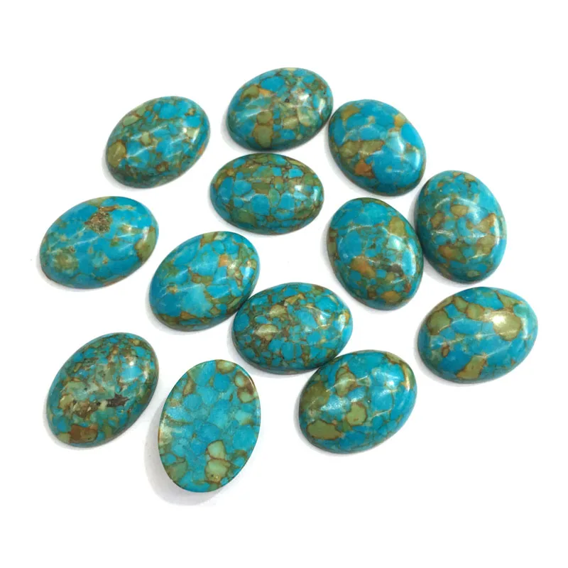 

10PCS Natural Stones Blue Turquoise Jade Stone Cabochon No Hole Beads for Making Jewelry DIY Ring Accessories Scattered Beads