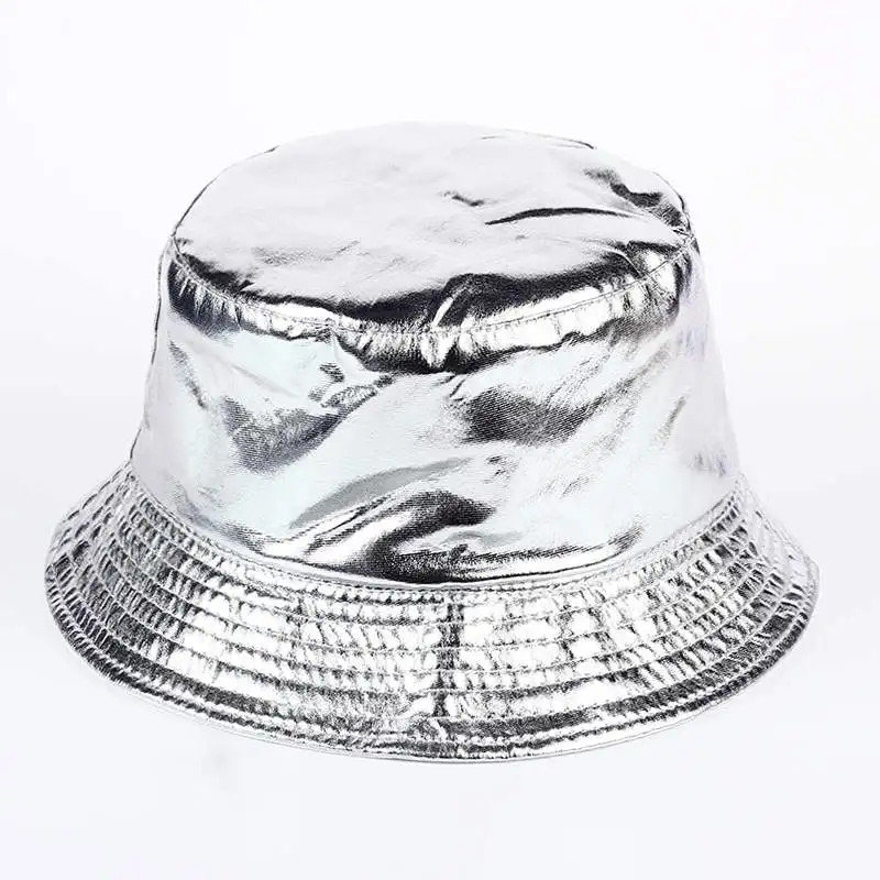 

2020 New Fashion PU Hip Hop Caps Bucket Hats for Men and Women Hat Leather Bobs Panama Bapa Hat
