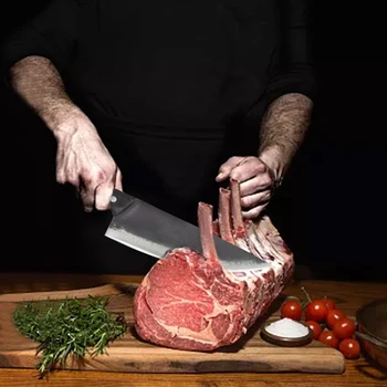 

Handmade Forged Kitchen Chef Knife XYJ 8" Ultra Sharp Butcher Knife Wood Handle High Carbon Clad Steel Kitchen Chopping Knife