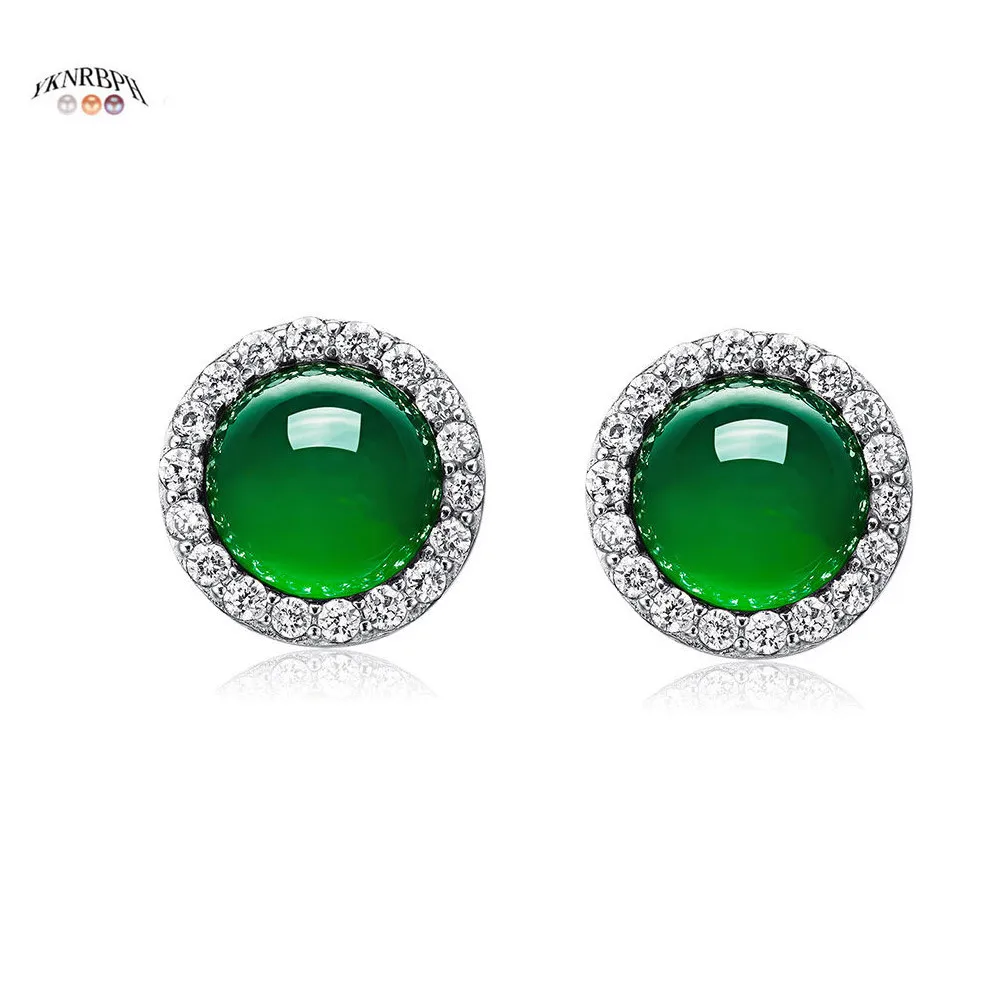 

YKNRBPH Women's Green chalcedony Studs for Girls party Fine Jewelry Bracelets