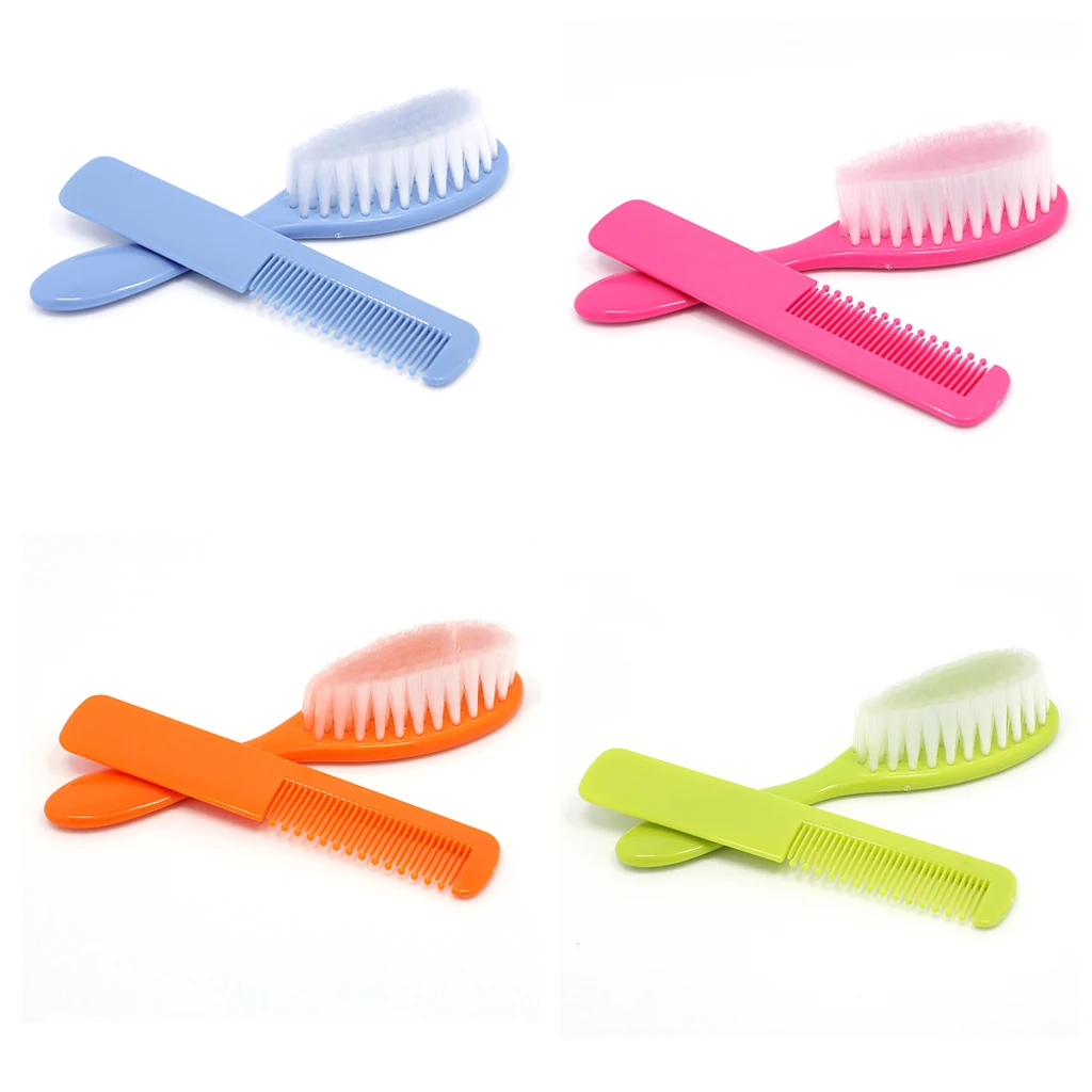 

2Pcs Baby Safety Soft Hair Brush Set Infant Comb Grooming Shower Design Pack