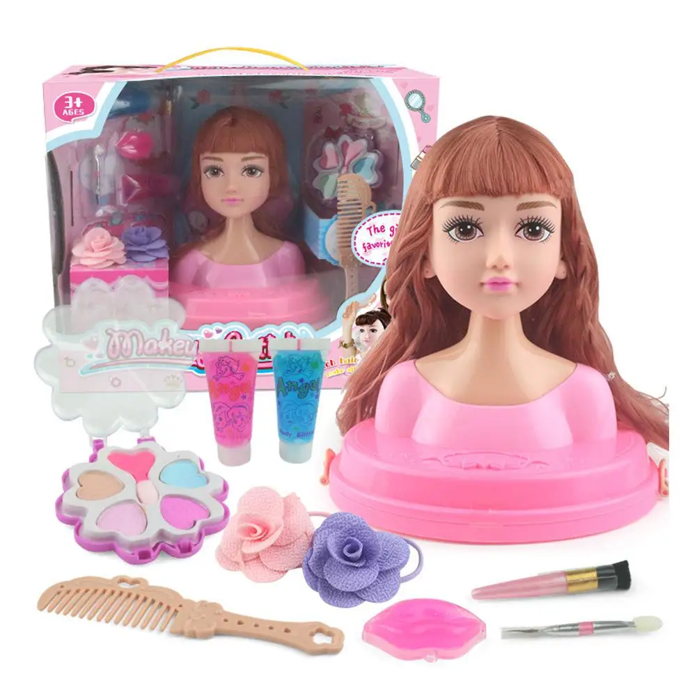 Макияж кукла голова девушки Playset с красоты и модные аксессуары - Цвет: Темный хаки