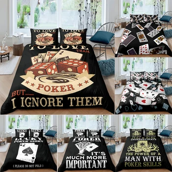 

Playing Card Pattern Bedding Set Queen 3D Cute Printed Duvet Cover Bedclothes 2/3pcs Home Textiles Luxury High Quality Bedspread