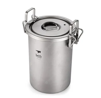 

Keith Titanium Outdoor Camping Cooking Pot With Folding Handles Hiking Cooker Travel Picnic Cookware Utensils 900ml 256g Ti6300